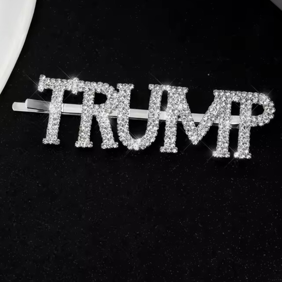 Trump hair clip hair accessories rhinestones elegant MAGA 2024 patriotic pin - Picture 3 of 5